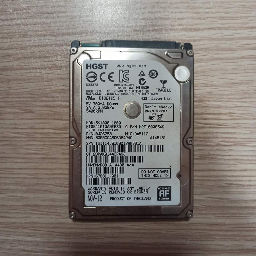 Arızalı Harddisk HGST 5K1000-1000 HTS541010A9E680 220 0A90351 01