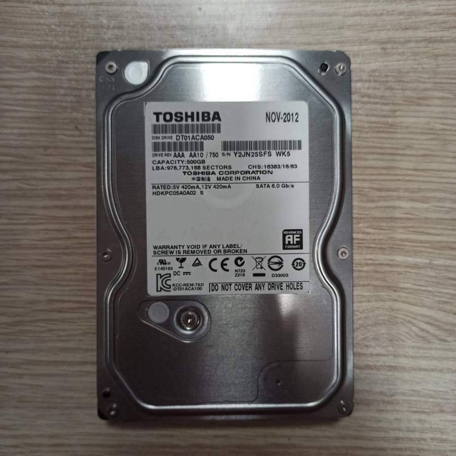 Arızalı Harddisk 500GB Toshiba DT01ACA050 AAA AA10/750 220 0A90377 01