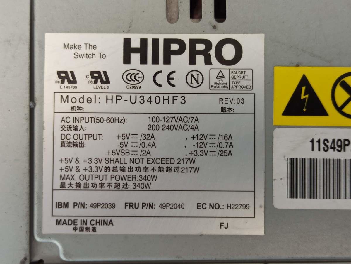 HIPRO 340 W PSU HP-U340HF3 REV : 03