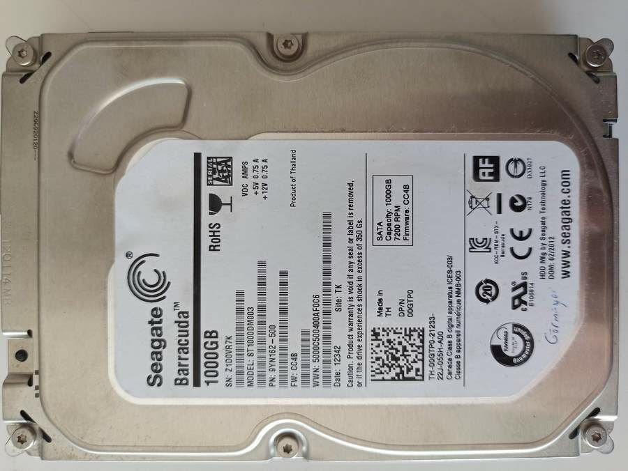 Arızalı Harddisk 1000GB Seagate ST1000DM003 100664987 REV A