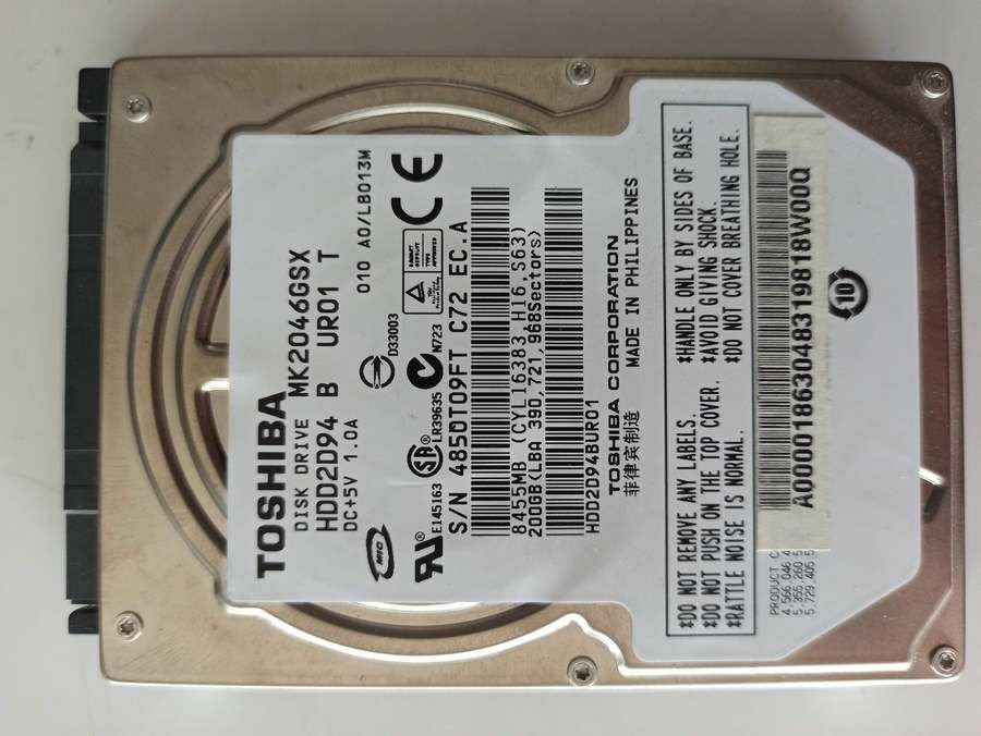 Arızalı Harddisk 200GB Toshiba MK2046GSX G002217A