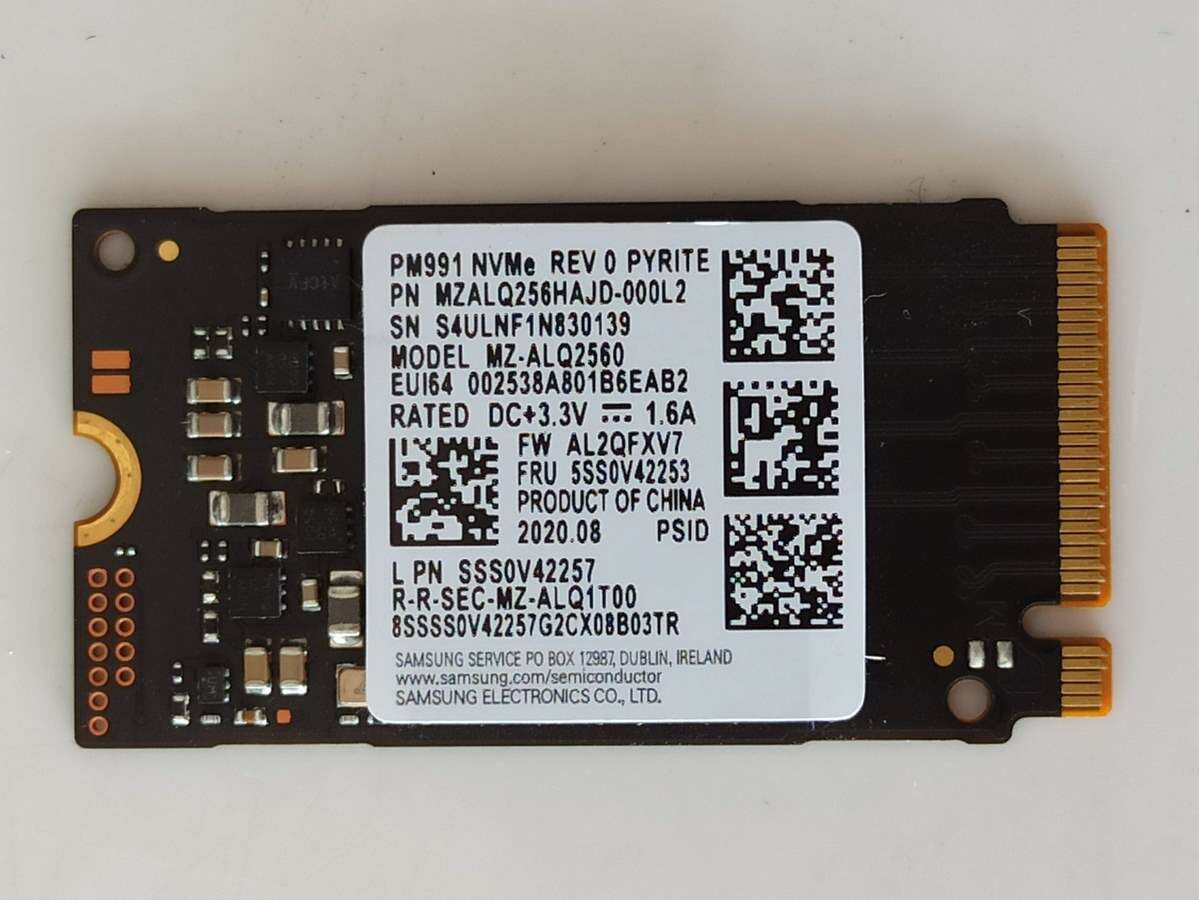 Samsung MZ-ALQ2560 PM991 NVMe REV 0 PYRITE 256GB 1000MB/S-1000MB/S