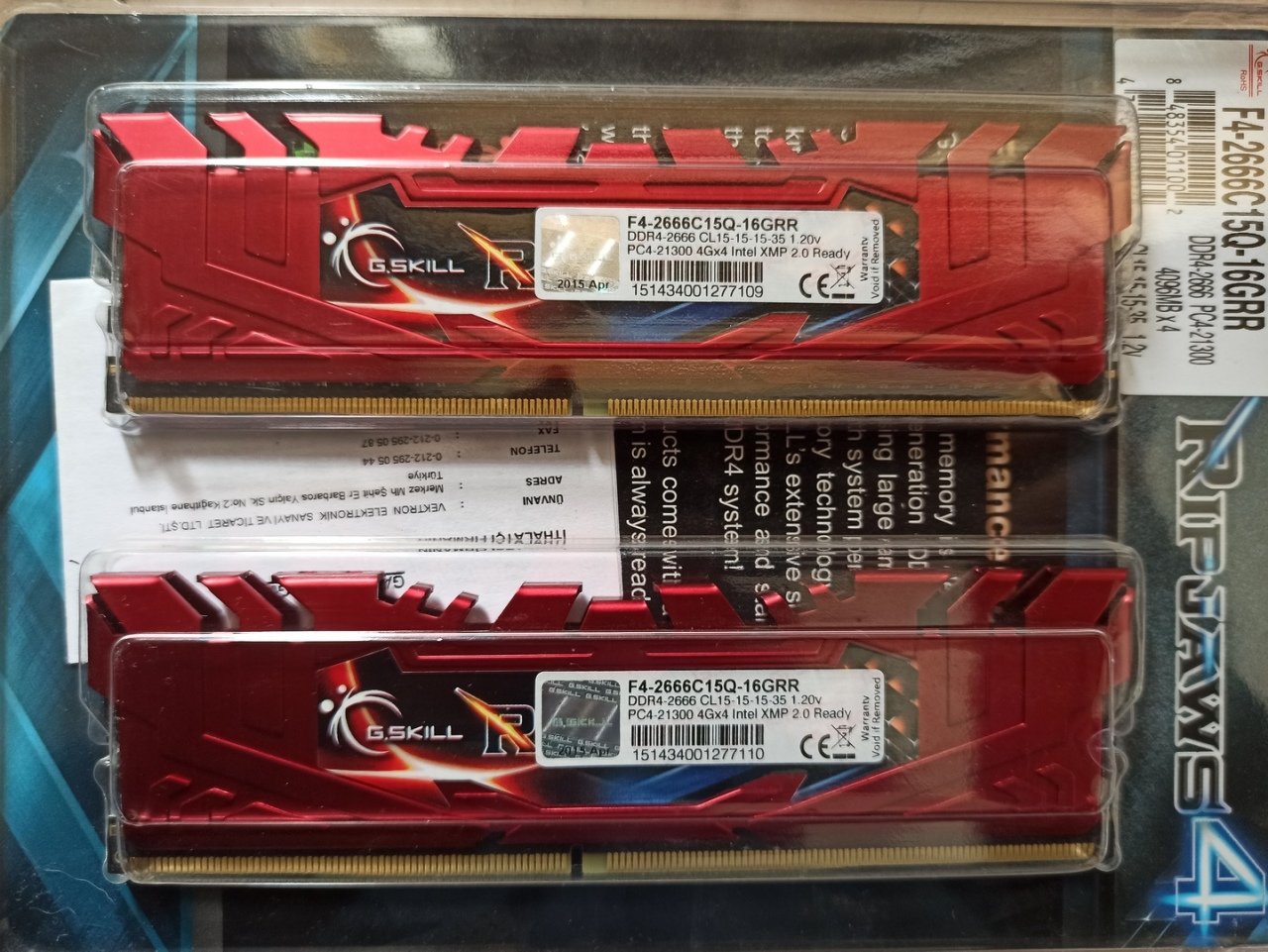 G.Skill RipJaws 2666MHz 16GB 4x4GB DDR4 F4-2666C15Q-16GRR XMP