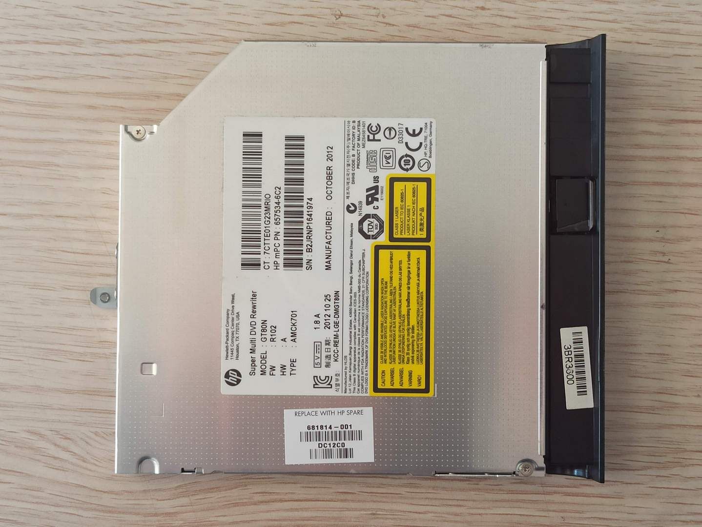 G6-2000 DVD ReWRITER G6-2202et DVD ReWRITER 681814-001 GT80N