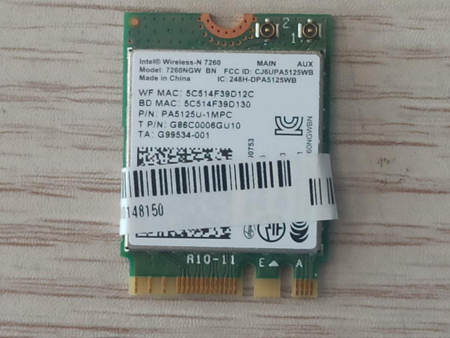 Toshiba M50T-A Ağ Kartı Intel Wireless-N 7260 PA5125U-1MPC