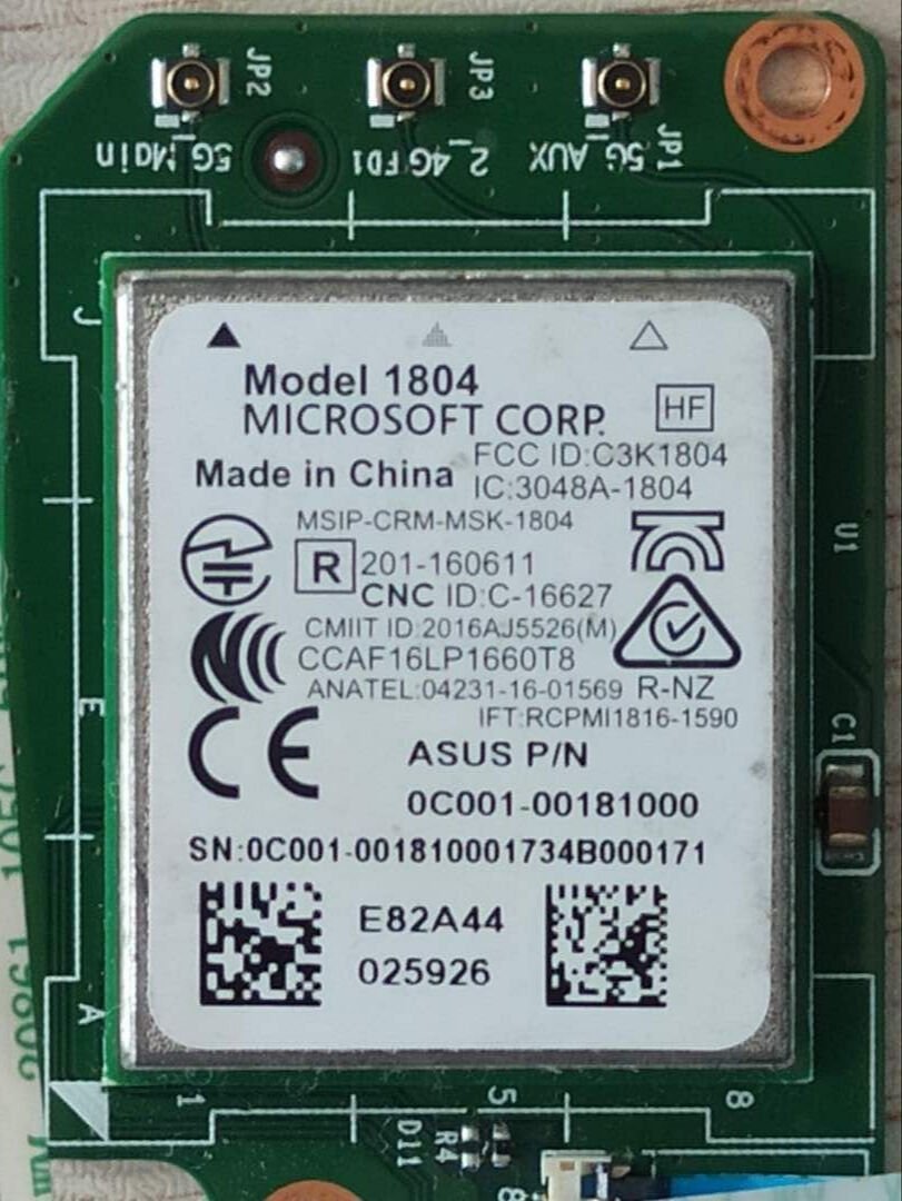 Asus G703V Microsoft Model 1804 RF MODULE 0C001-00180000 WCBN3501R_EVB