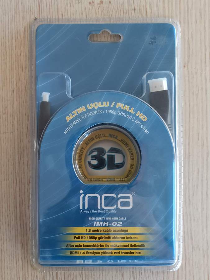Inca IMH-02 1.8 Mt Mini Hdmi To Hdmi 3D V1.4 Full Hd Altın Uçlu Kablo