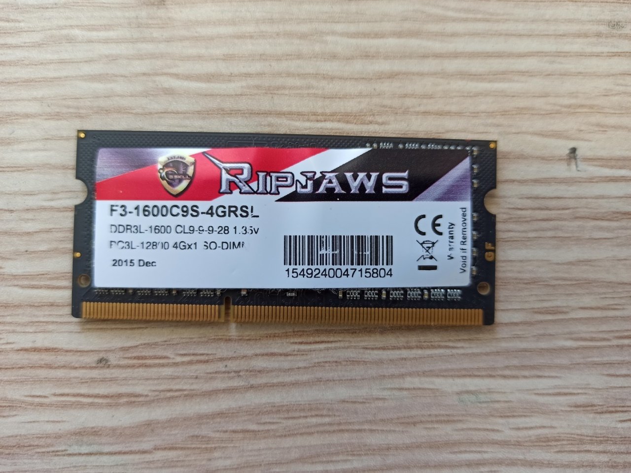 G.Skill Ripjaws 4 GB 1600Mhz DDR3 SO-DIMM F3-1600C9S-4GRSL