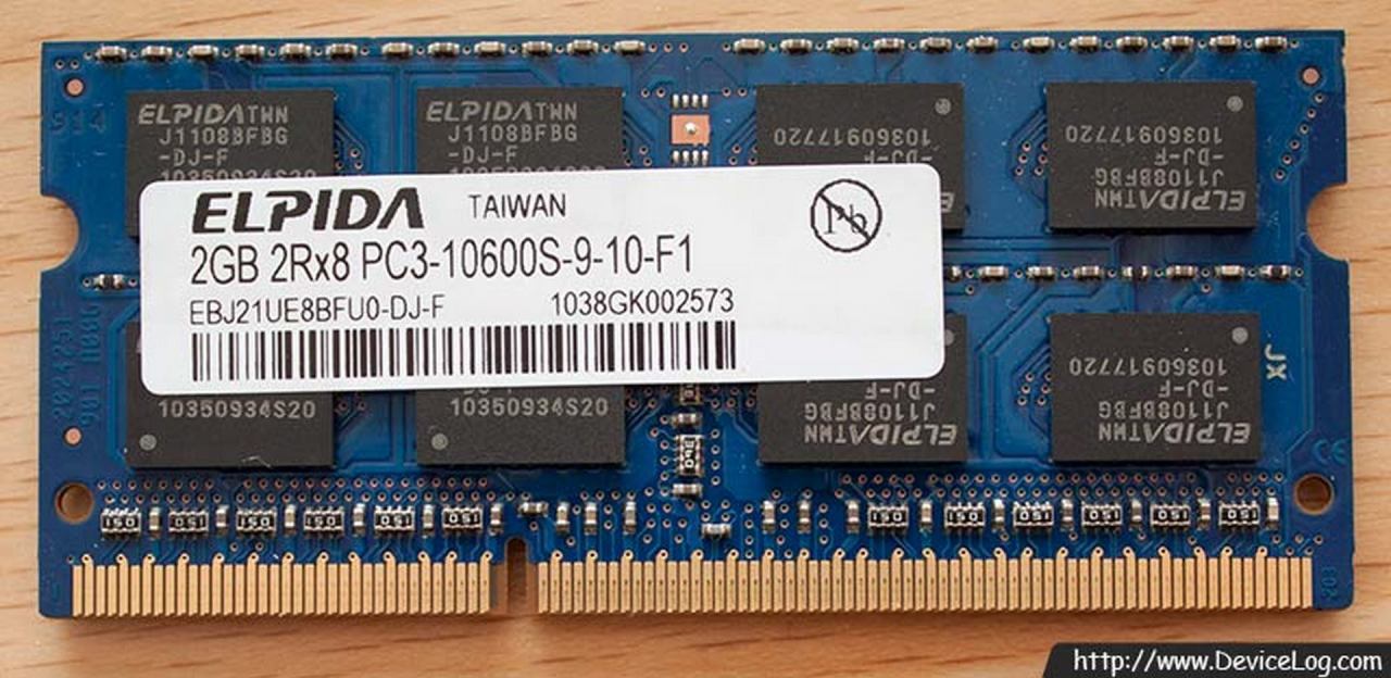 ELPIDA 2 GB 2Rx8 PC3 10600S 9-10-F1 DDR3 NOTEBOOK RAM