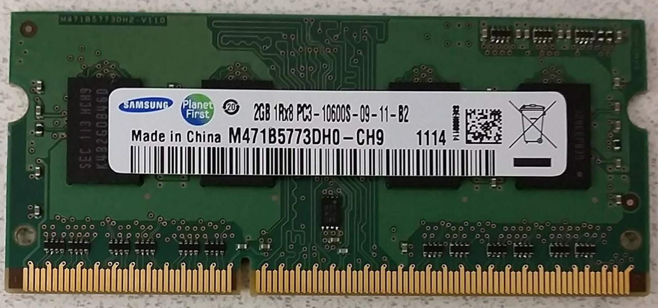 SAMSUNG 2 GB 1Rx8 PC3 10600S 9-11-B2 DDR3 NOTEBOOK RAM 09-11-B2