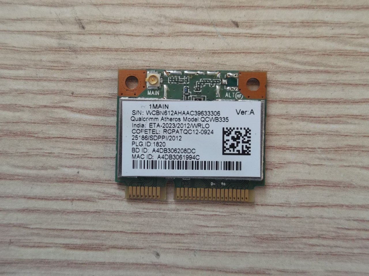 @ORIGINAL Packard Bell Z5WT1 Acer V5WE2 Wireless Kartı QCWB335
