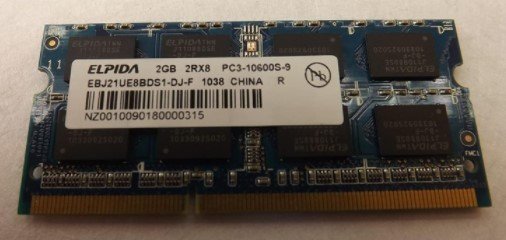 Elpida PC3-10600S-9, EBJ21UE8BDS1-DJ-F 1038 Memory RAM 2GB