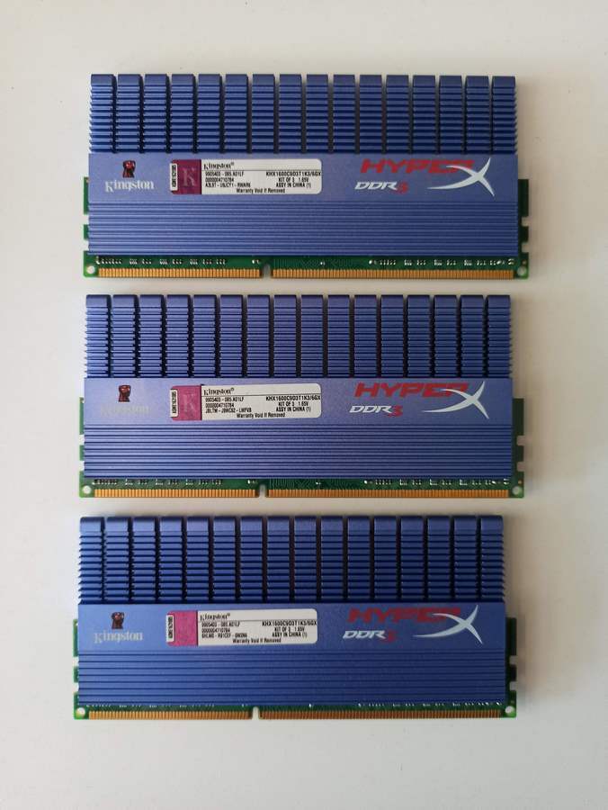 Kingston HyperX 6GB(3x2GB) DDR3 1600MHz CL9 Ram KHX1600C9D3T1K3/6GX